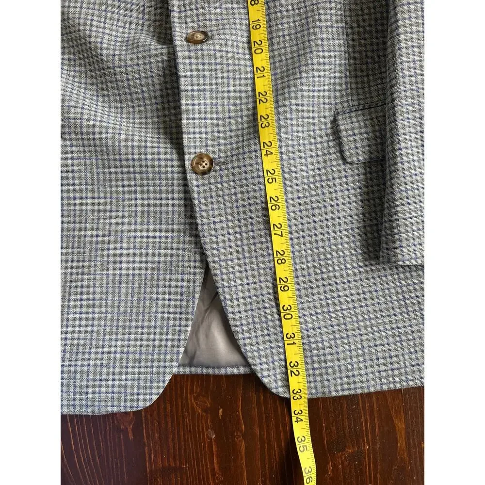 Ralph Lauren Black Label Blue Grey Plaid Sports Coat Blazer 46L